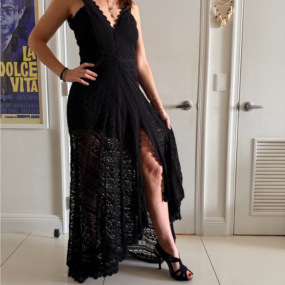JBQ Elegant Black Lace long Dress